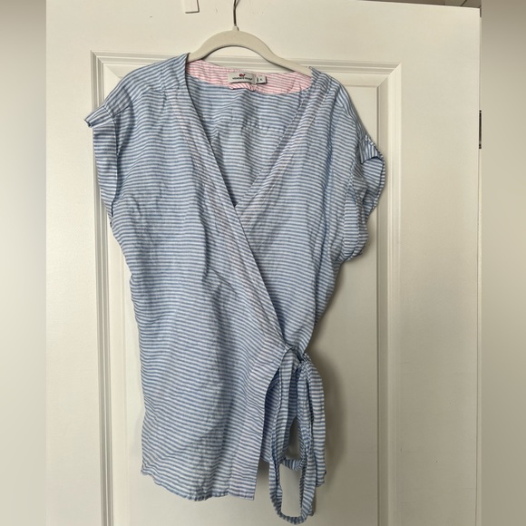 Vineyard Vines 100% Linen Wrap Top - Picture 2 of 4
